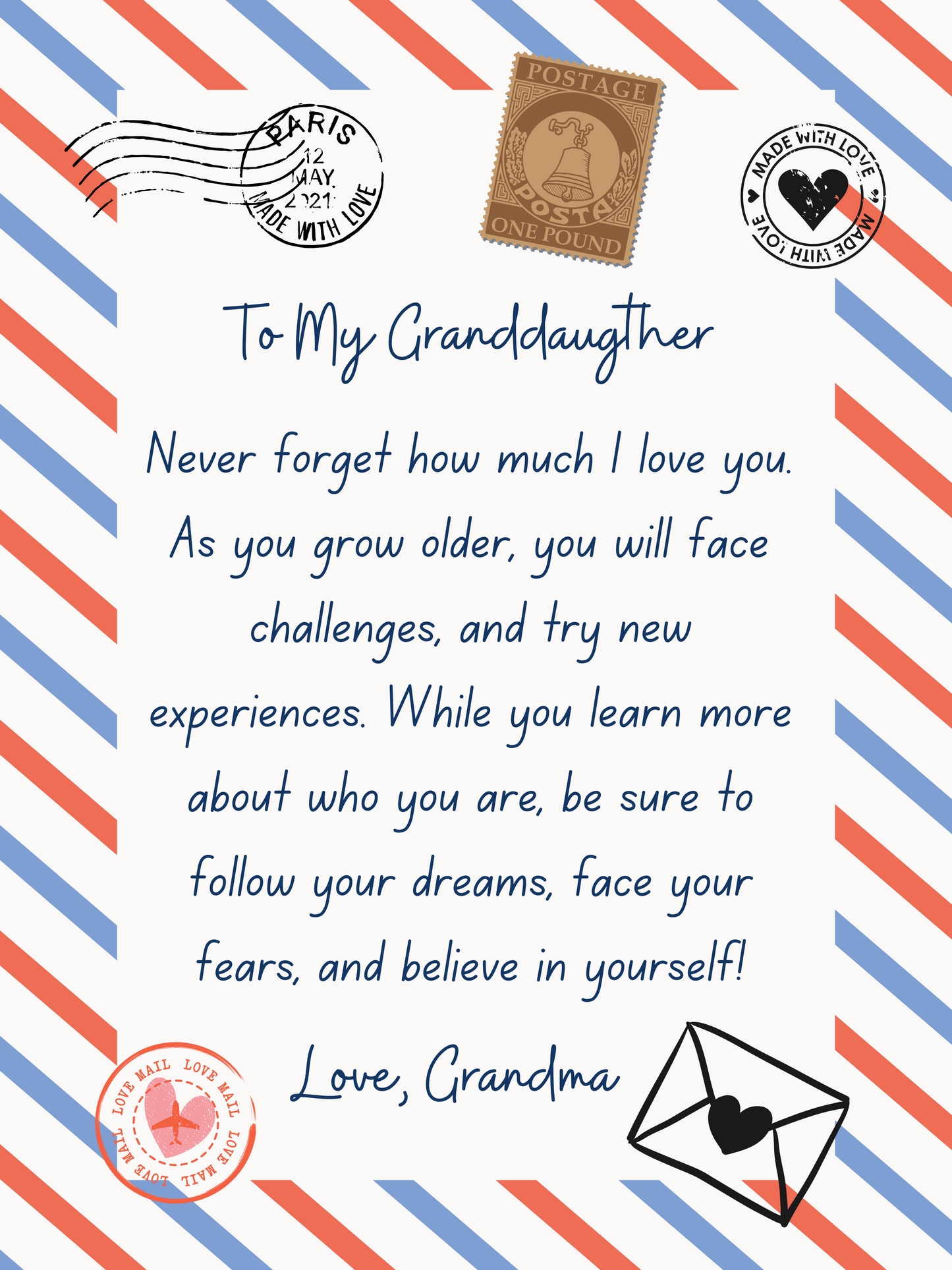 To My Granddaughter - Love Grandma Blanket