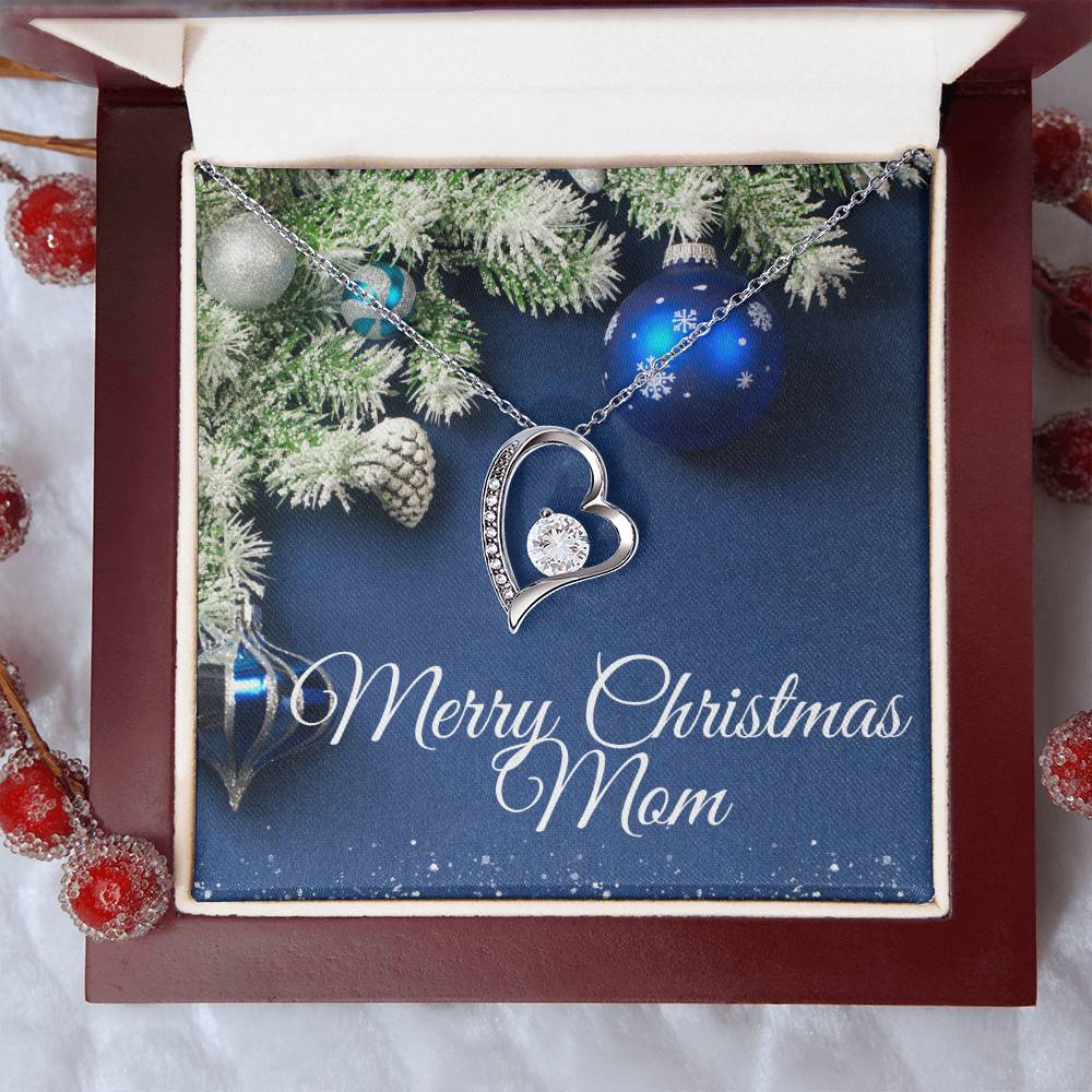 Merry Christmas Mom Heart Necklace
