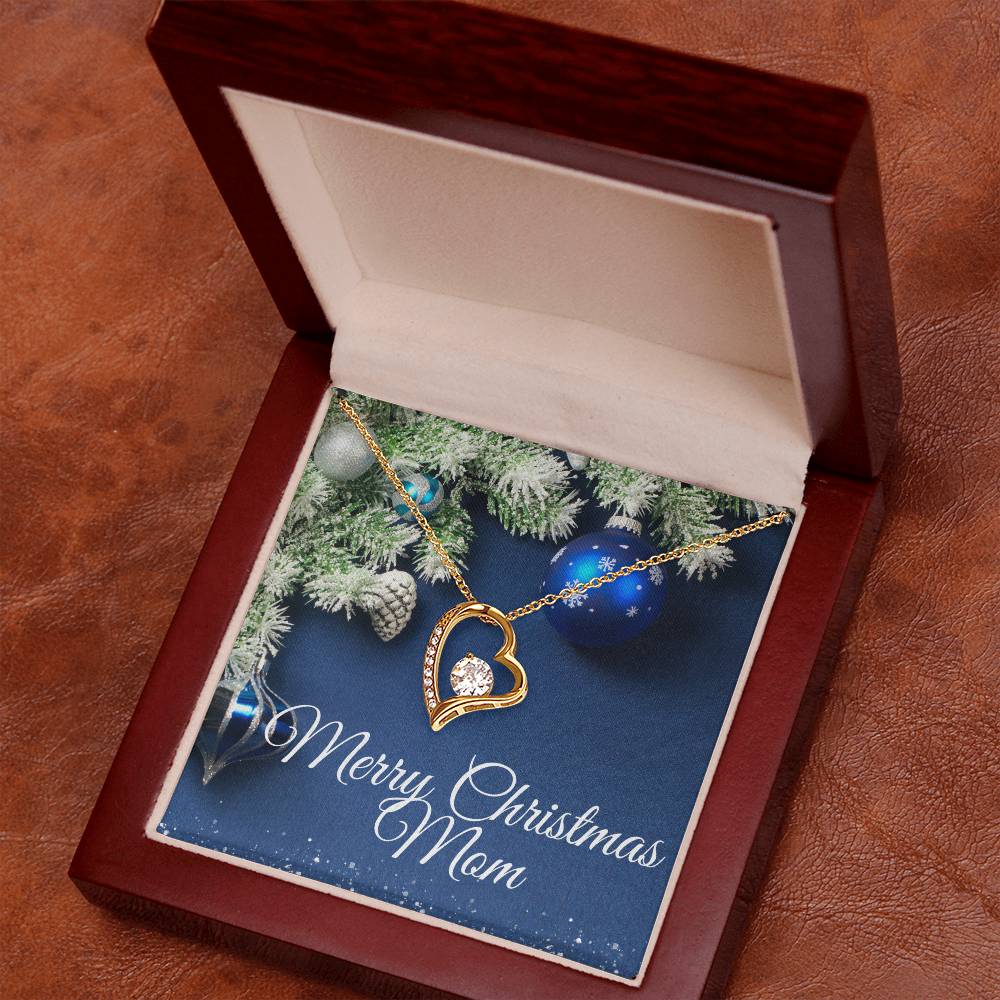 Merry Christmas Mom Heart Necklace