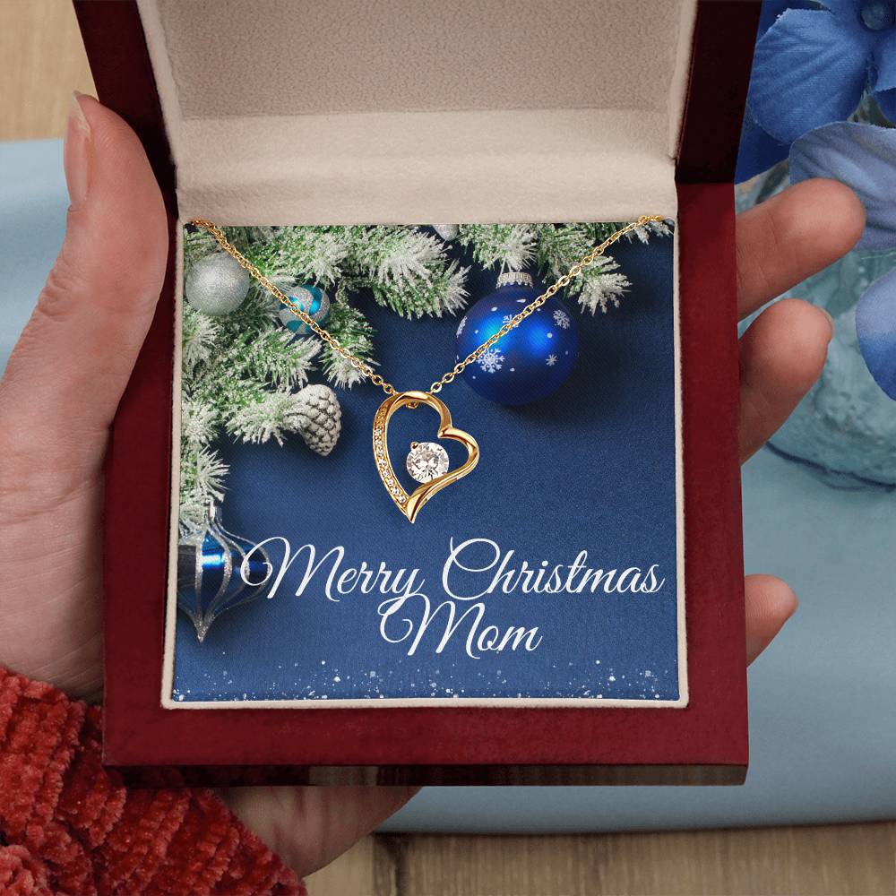 Merry Christmas Mom Heart Necklace