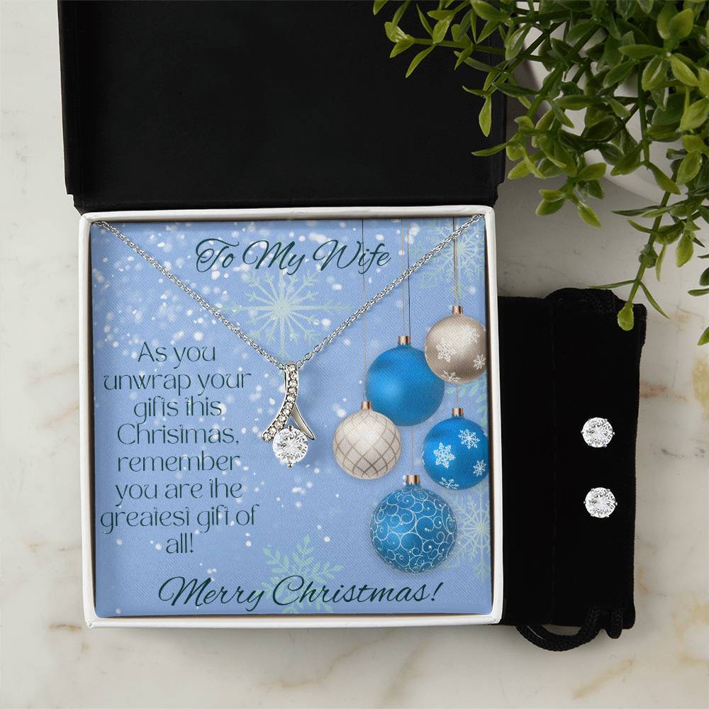 To My Wife - Merry Christmas Bundle Necklace and Earrings
