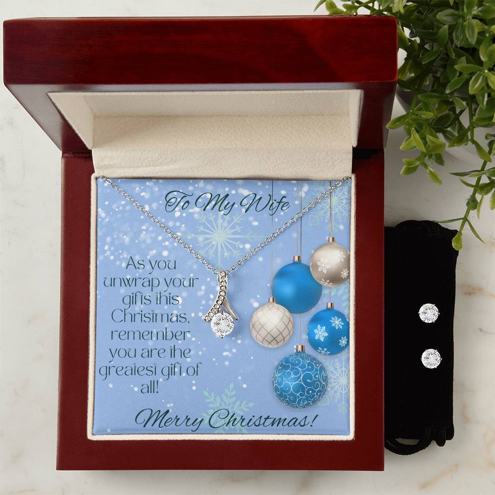 To My Wife - Merry Christmas Bundle Necklace and Earrings