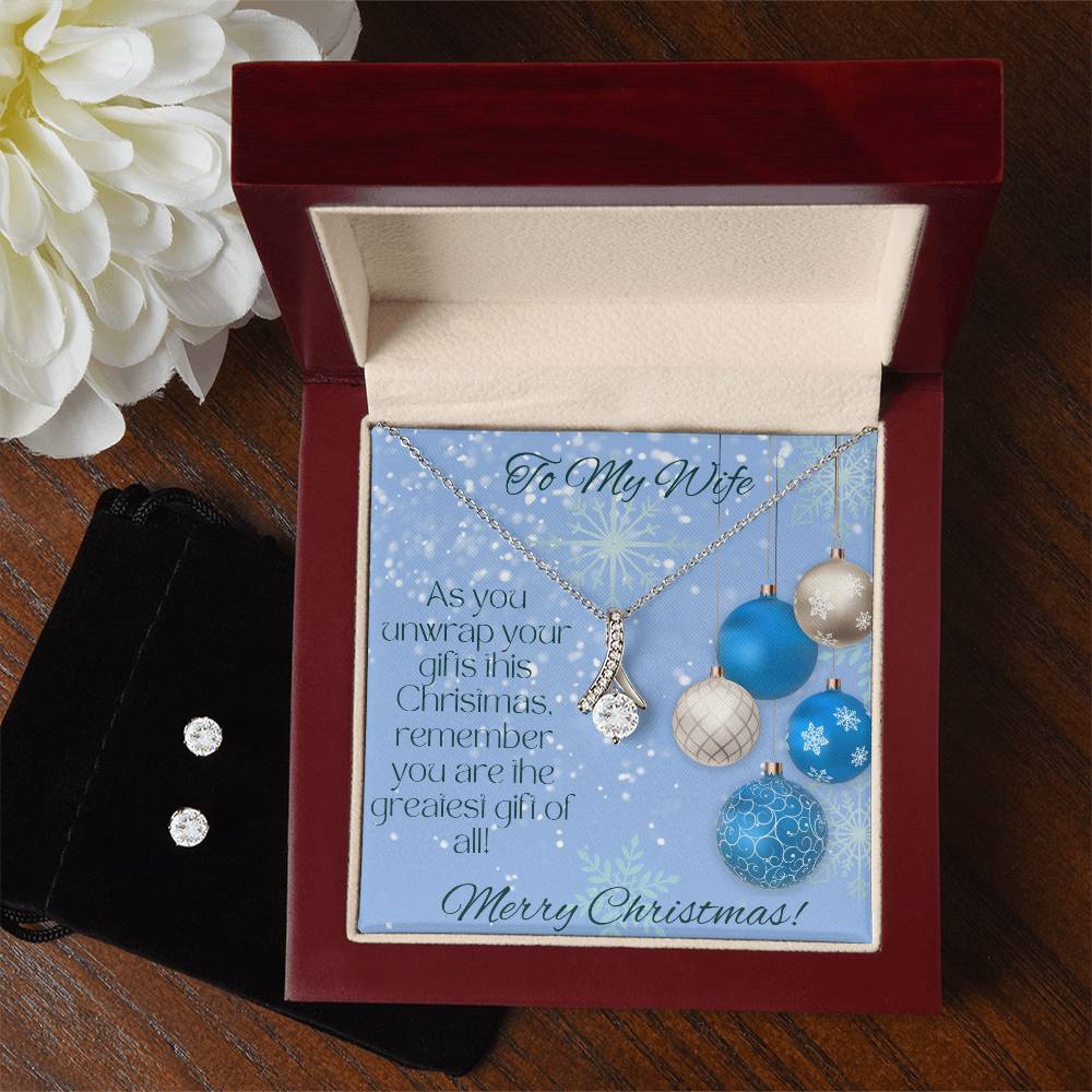 To My Wife - Merry Christmas Bundle Necklace and Earrings