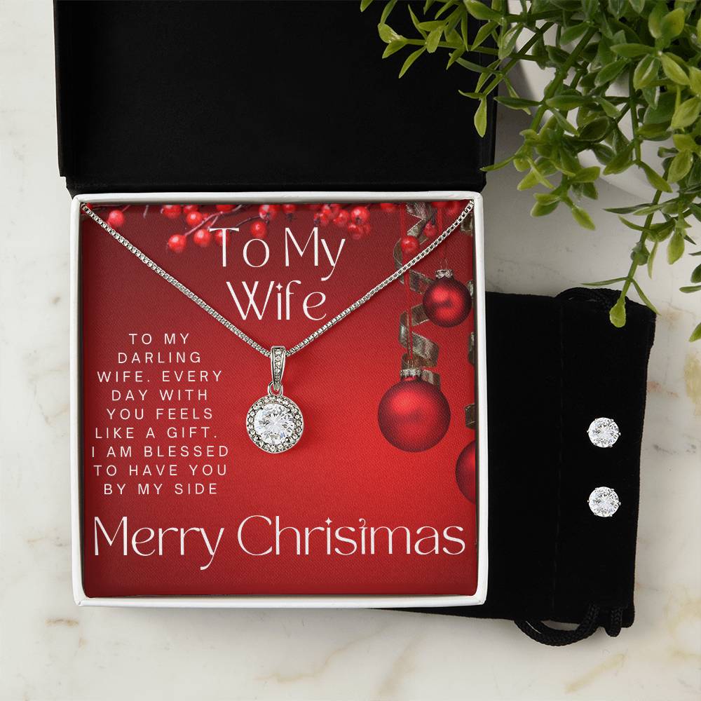 To My Wife - Merry Christmas Bundle Necklace and Earrings Set