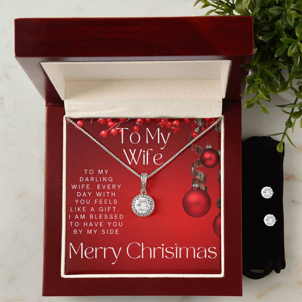 To My Wife - Merry Christmas Bundle Necklace and Earrings Set