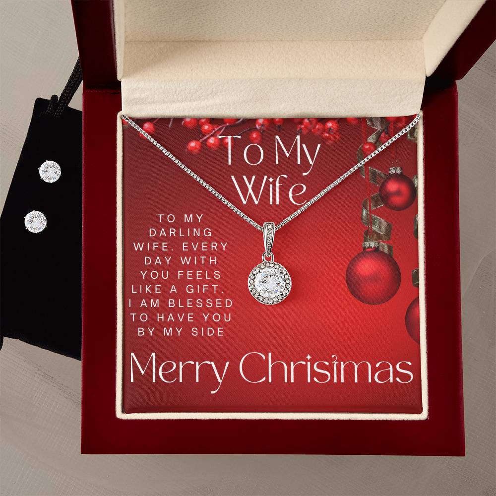 To My Wife - Merry Christmas Bundle Necklace and Earrings Set