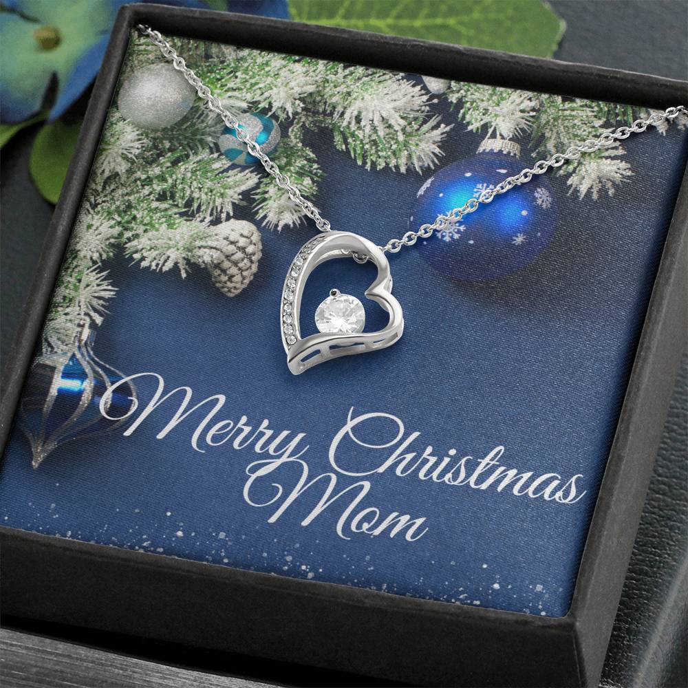 Merry Christmas Mom Heart Necklace