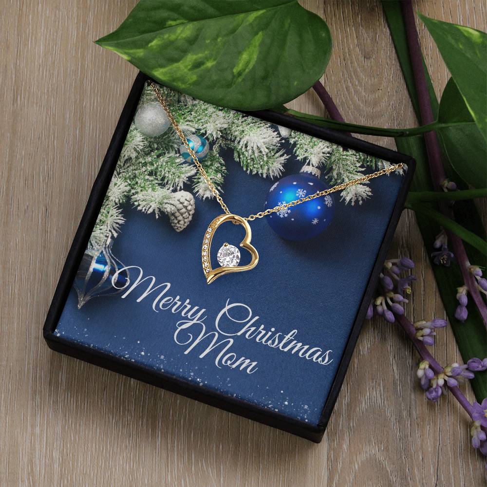 Merry Christmas Mom Heart Necklace