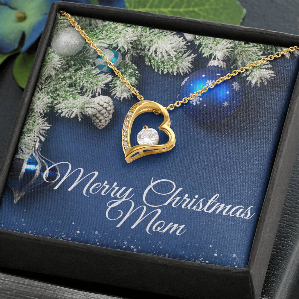 Merry Christmas Mom Heart Necklace