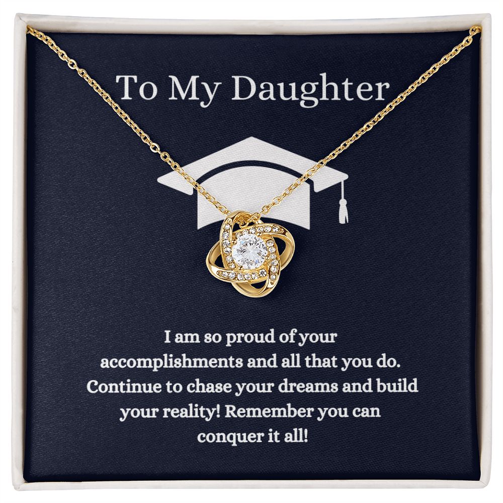 To My Daughter Graduate with Love Knot Necklace