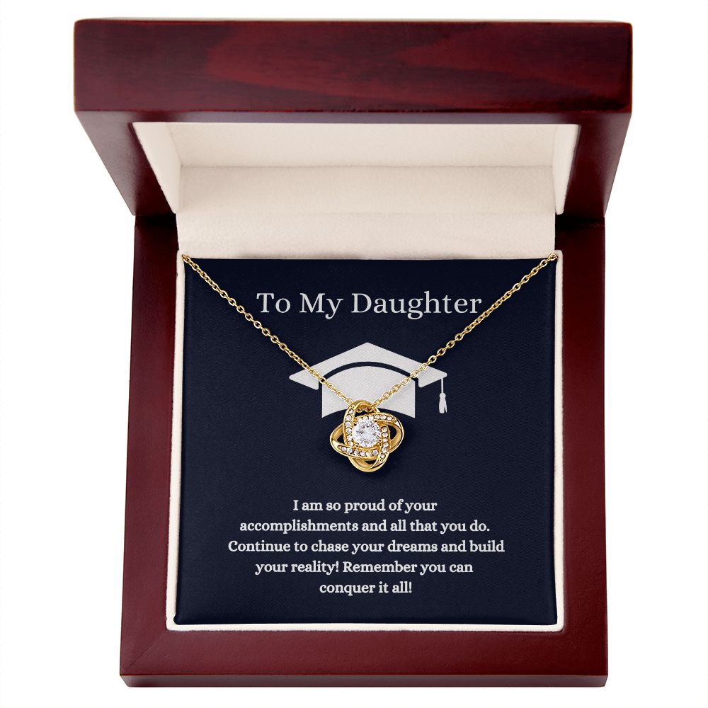 To My Daughter Graduate with Love Knot Necklace