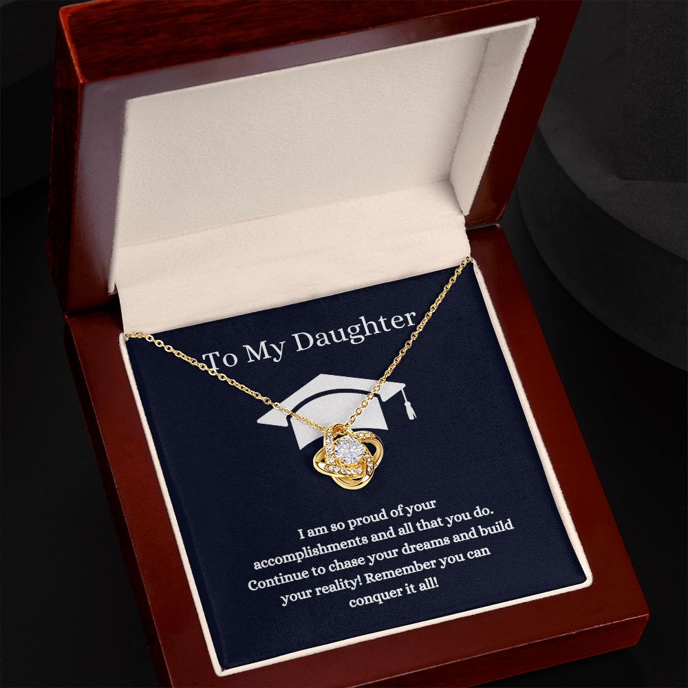 To My Daughter Graduate with Love Knot Necklace