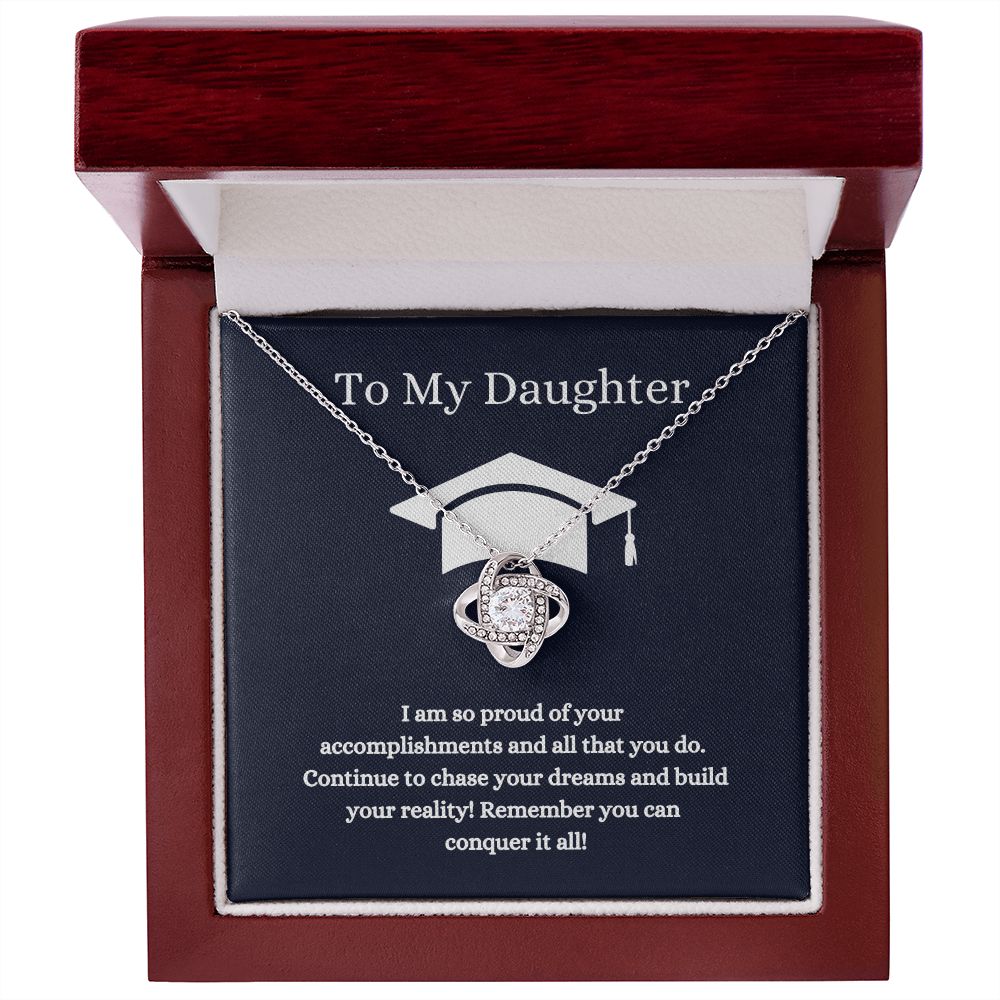 To My Daughter Graduate with Love Knot Necklace