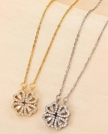 Elegant Four-Leaf Clover Foldable and Expandable Necklace