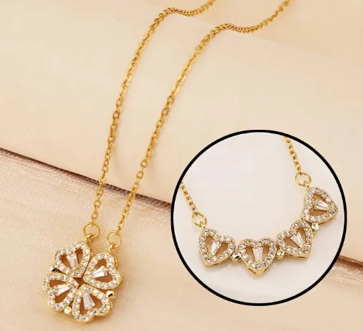 Elegant Four-Leaf Clover Foldable and Expandable Necklace