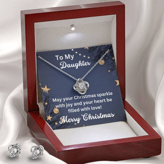To My Daughter - Merry Christmas Bundle Necklace and Earrings