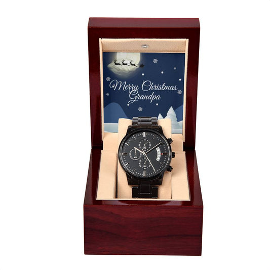 Merry Christmas Grandpa - Black Chronograph Watch