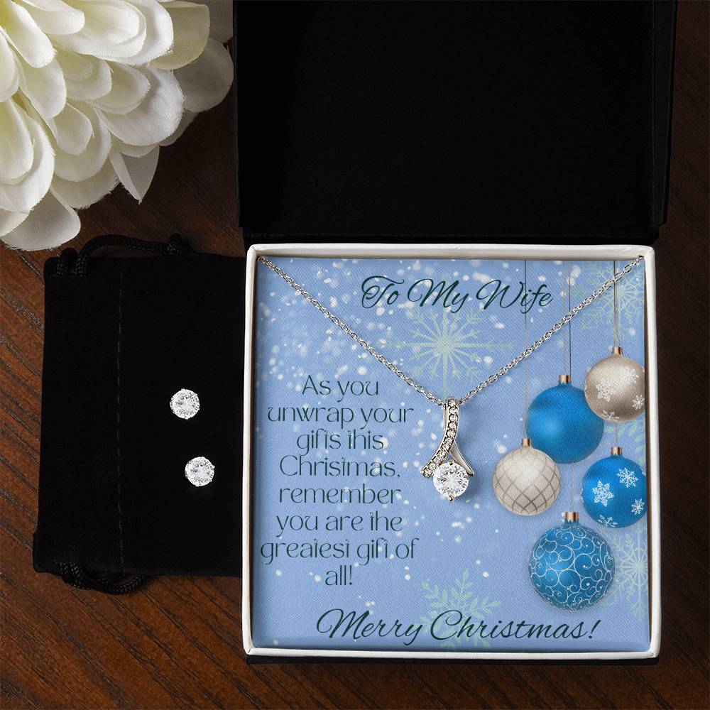 To My Wife - Merry Christmas Bundle Necklace and Earrings