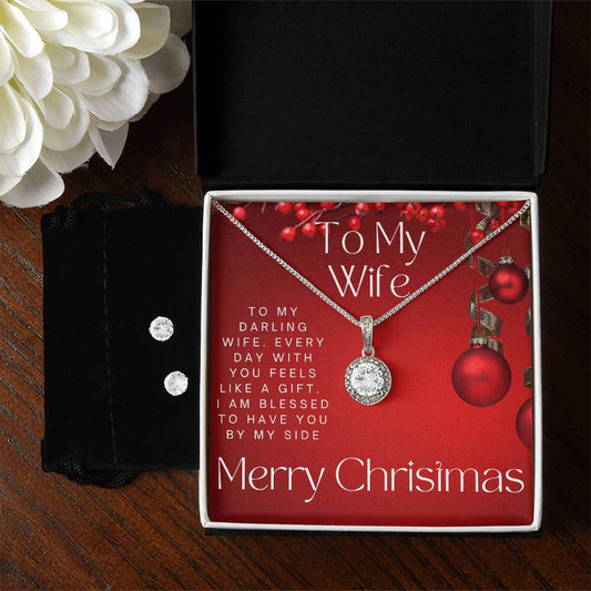 To My Wife - Merry Christmas Bundle Necklace and Earrings Set
