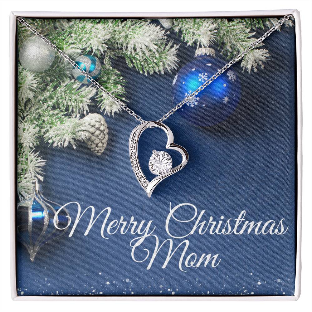 Merry Christmas Mom Heart Necklace