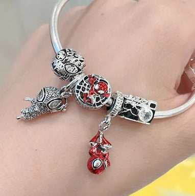 Marvel Spiderman Charm - 925 Sterling Silver (Red)