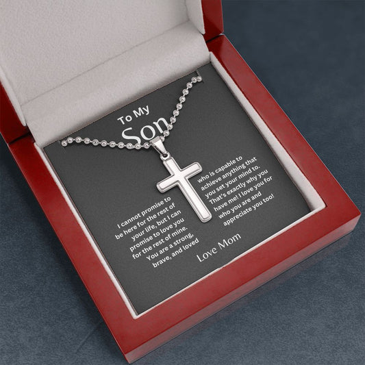 Stainless Cross with Ball Necklace with Message Card