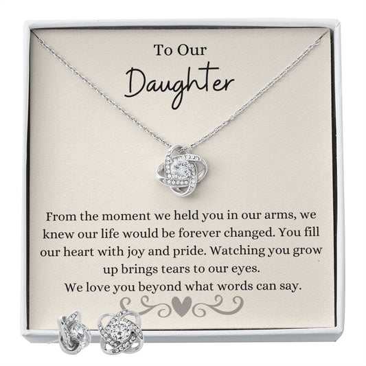 To our Daughter - Love Knot with Earrings