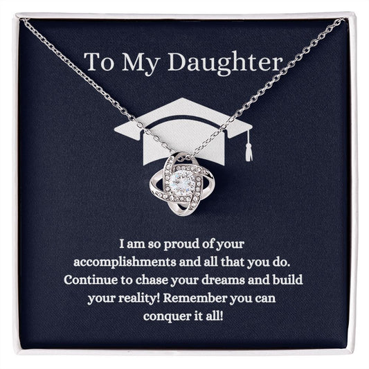 To My Daughter Graduate with Love Knot Necklace