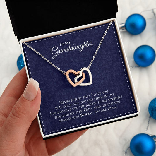 To My Granddaughter | Never Forget That I Love You - Interlocking Hearts necklace
