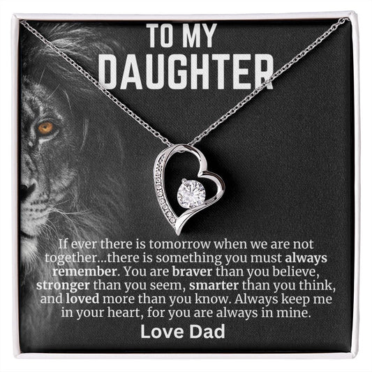 To My Daughter, Love Dad - Forever Heart Necklace
